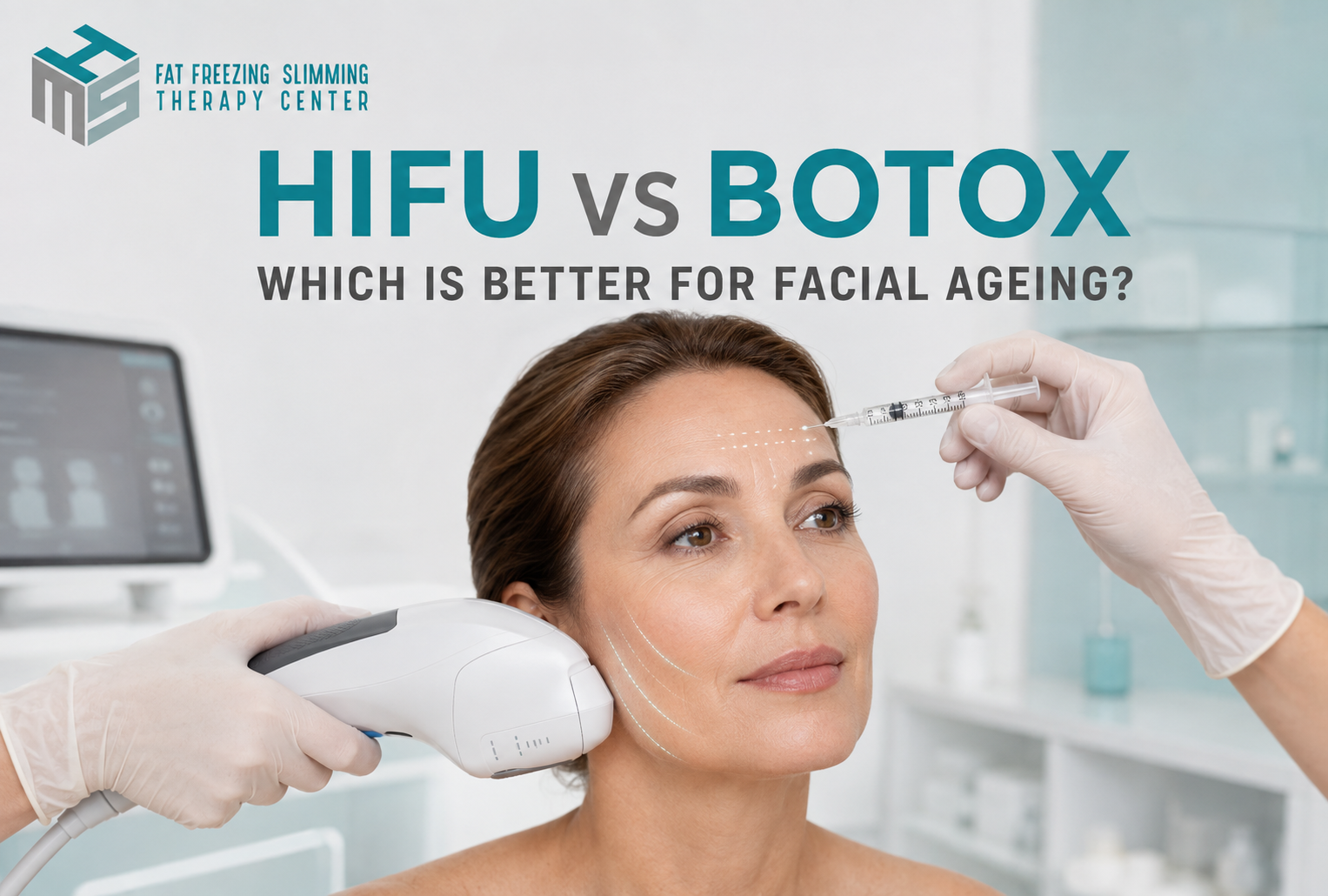 HIFU vs Botox comparison for facial ageing and wrinkle treatment in Dubai
