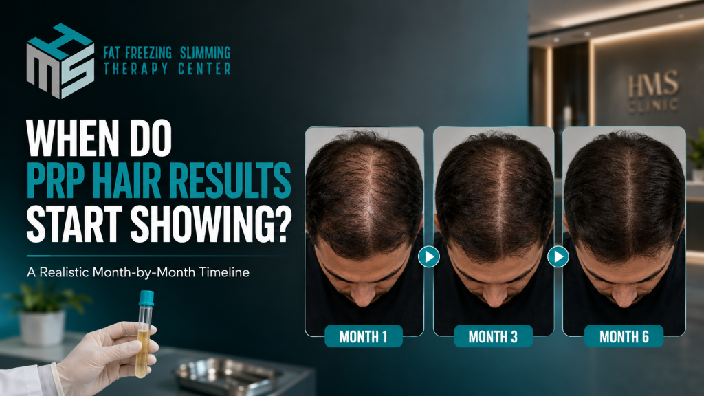 Current image: Month-by-month PRP Hair Treatment results timeline for hair growth