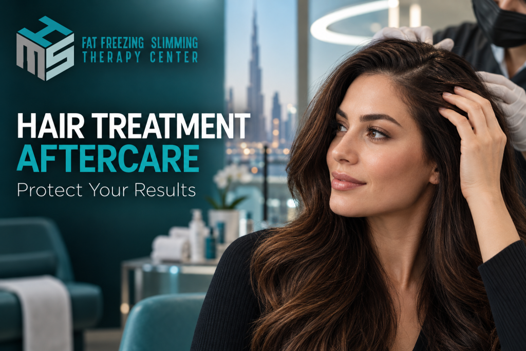 Current image: Woman following hair treatment aftercare to protect healthy-looking hair results