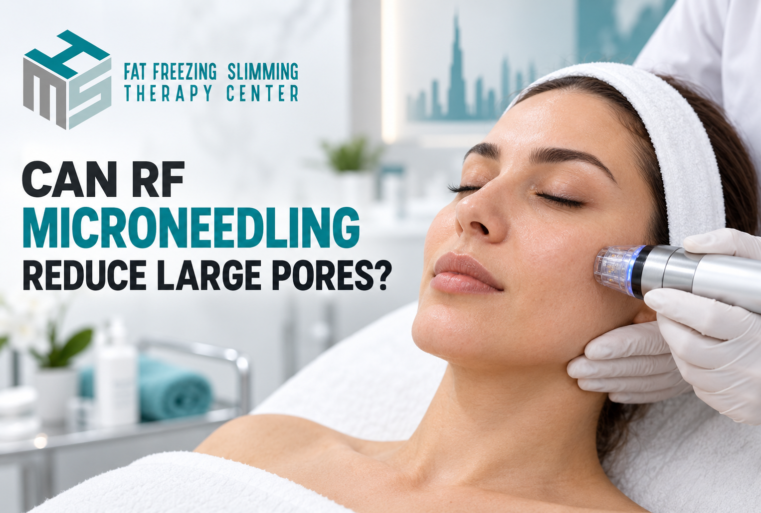 RF Microneedling treatment for reducing the appearance of large pores in Dubai