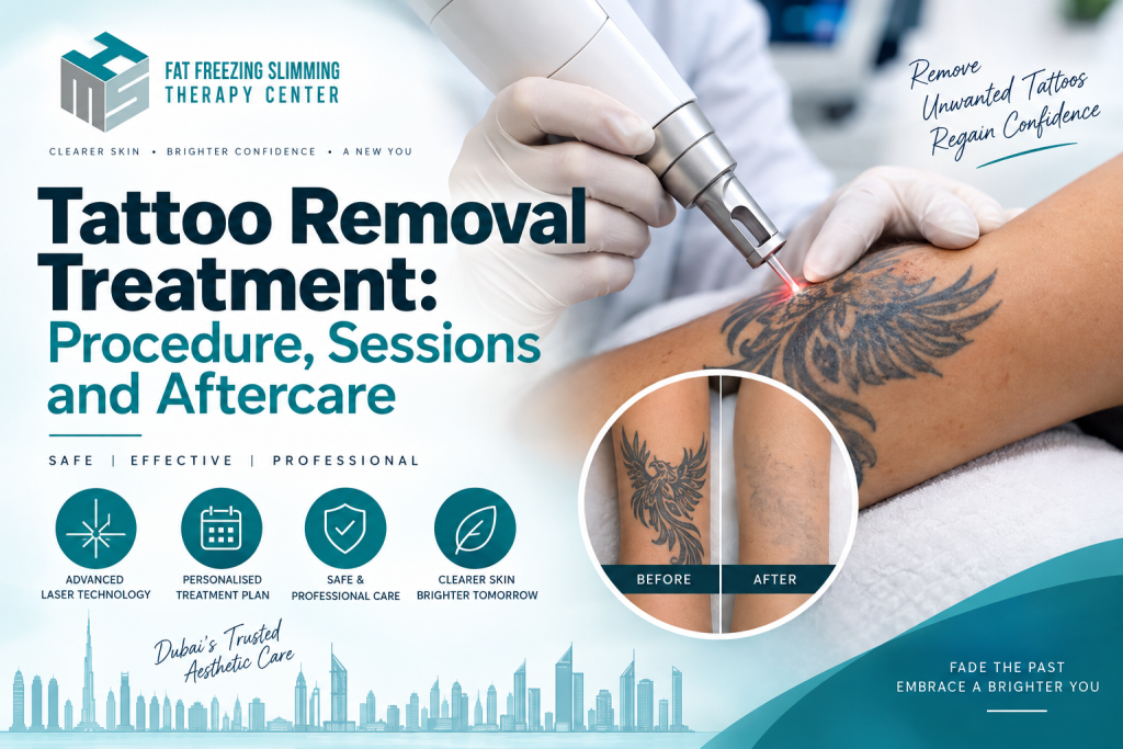 Current image: Professional Tattoo Removal Treatment using laser technology at HMS Fat Freezing Dubai