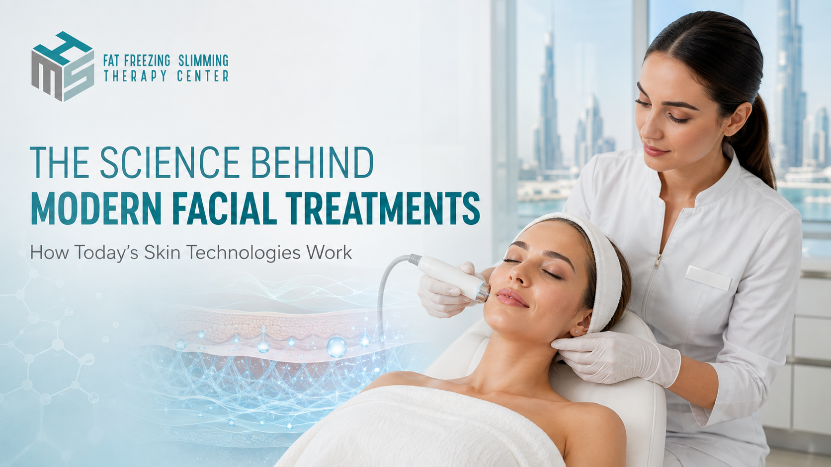 Skin specialist explaining the science behind modern facial treatments at a Dubai clinic