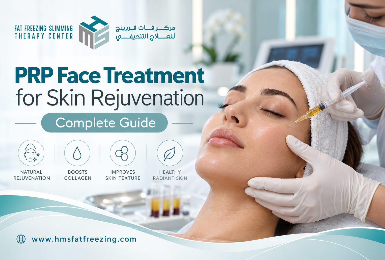 PRP Face treatment for skin rejuvenation and improved facial skin texture at HMS Fat Freezing Dubai