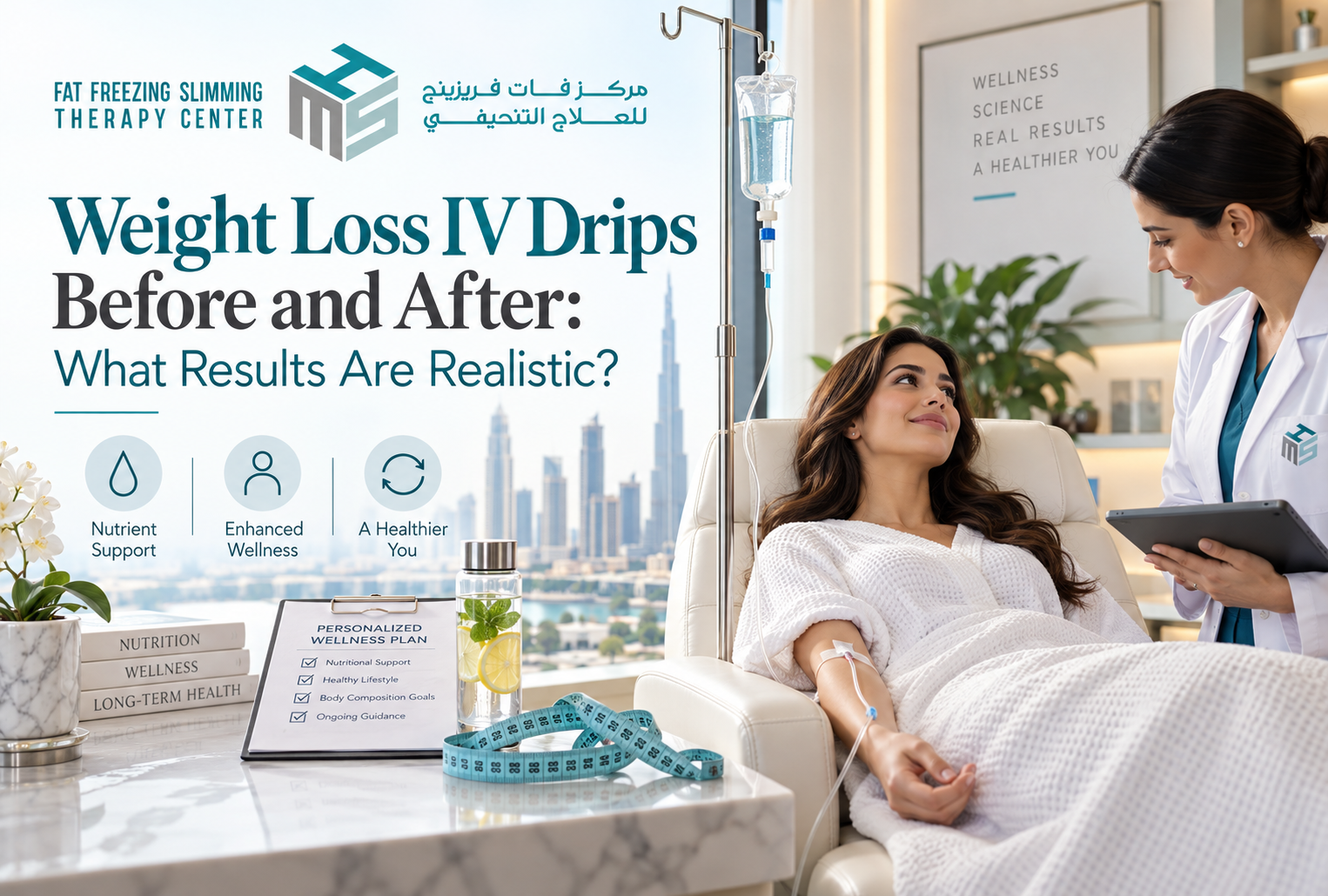 Weight Loss IV Drips treatment in Dubai with realistic before and after weight management expectations